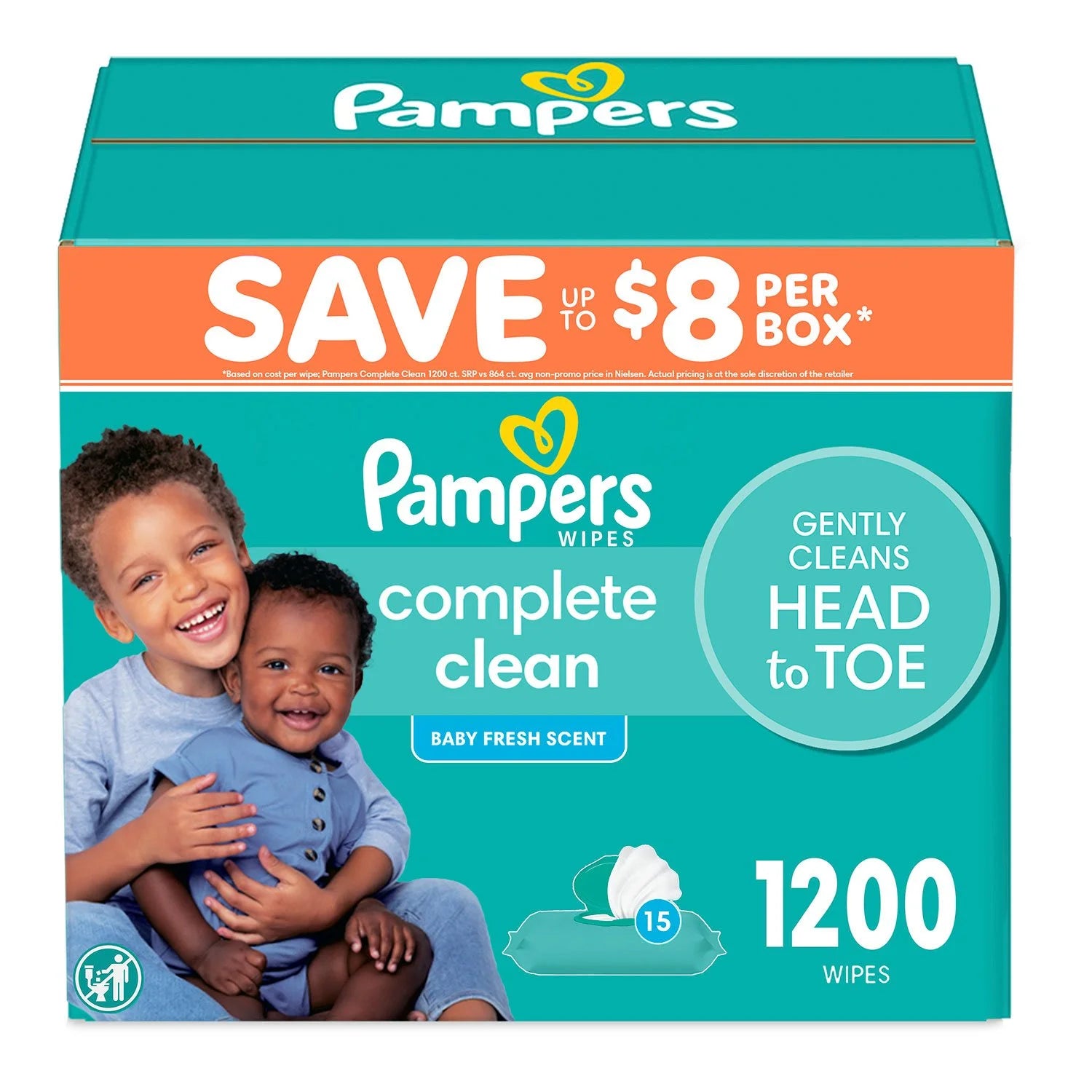 Pampers, Complete Clean Baby Wipes, Baby Fresh Scent, 15 pk., 1200 Wipes - Bellso